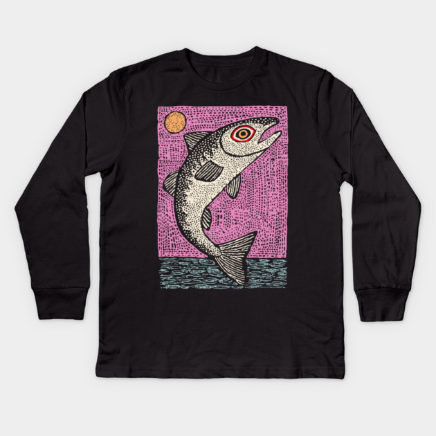 Ethereal Salmon | Dreamy River Spirit Kids Long Sleeve T-Shirt by TuncGK