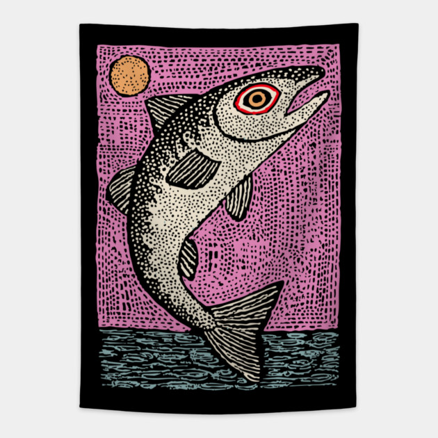 Ethereal Salmon | Dreamy River Spirit Tapestry by TuncGK