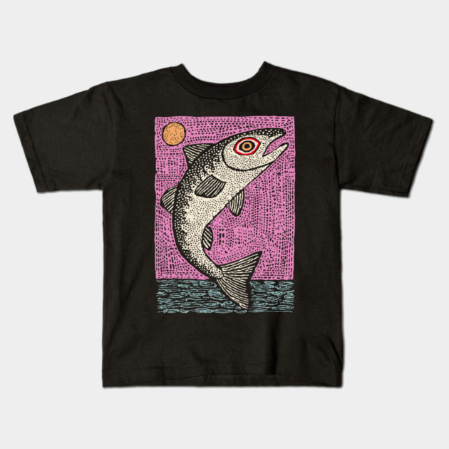 Ethereal Salmon | Dreamy River Spirit Kids T-Shirt by TuncGK