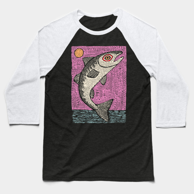 Ethereal Salmon | Dreamy River Spirit Baseball T-Shirt by TuncGK