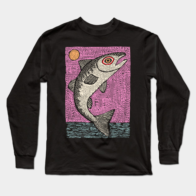 Ethereal Salmon | Dreamy River Spirit Long Sleeve T-Shirt by TuncGK