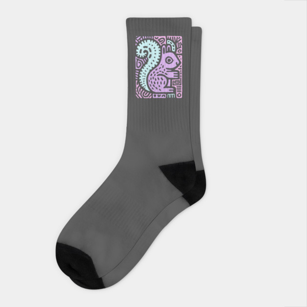 Pastel Yin Yang Squirrel | Sacred Geometry Socks by TuncGK