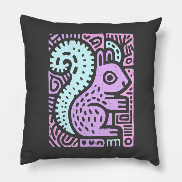 Pastel Yin Yang Squirrel | Sacred Geometry Pillow by TuncGK