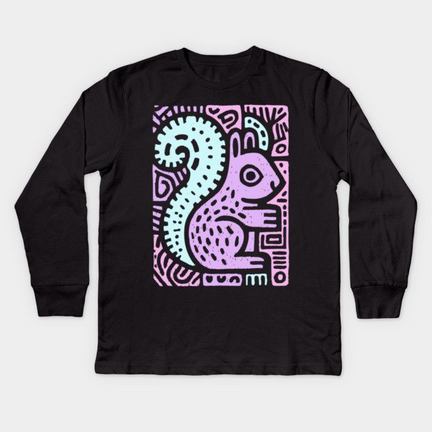 Pastel Yin Yang Squirrel | Sacred Geometry Kids Long Sleeve T-Shirt by TuncGK