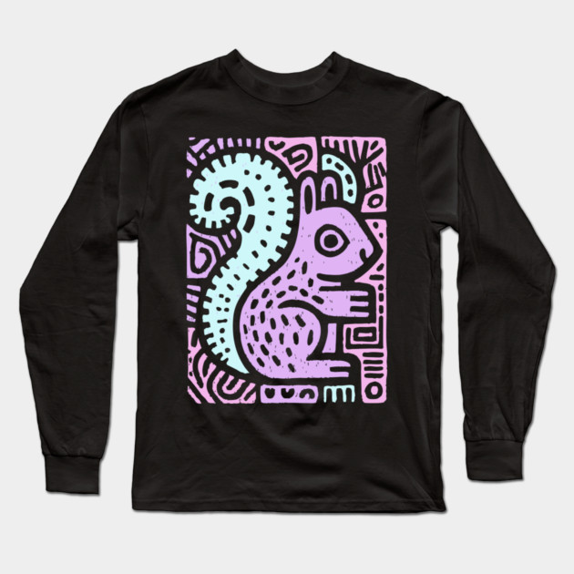 Pastel Yin Yang Squirrel | Sacred Geometry Long Sleeve T-Shirt by TuncGK