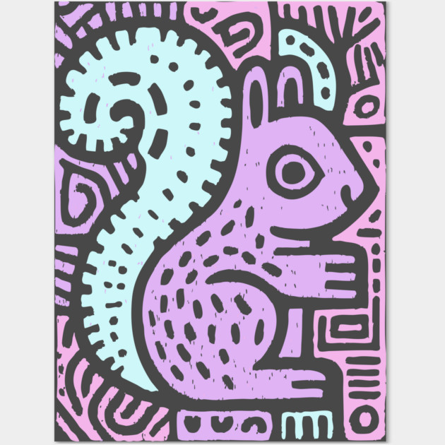 Pastel Yin Yang Squirrel | Sacred Geometry Wall Art by TuncGK