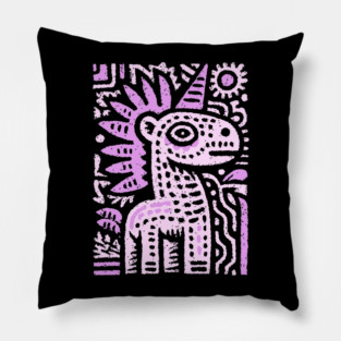 Psychedelic Punk Unicorn | Quirky Mythical Beast Pillow
