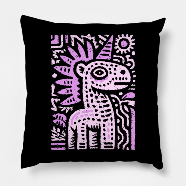 Psychedelic Punk Unicorn | Quirky Mythical Beast Pillow by TuncGK