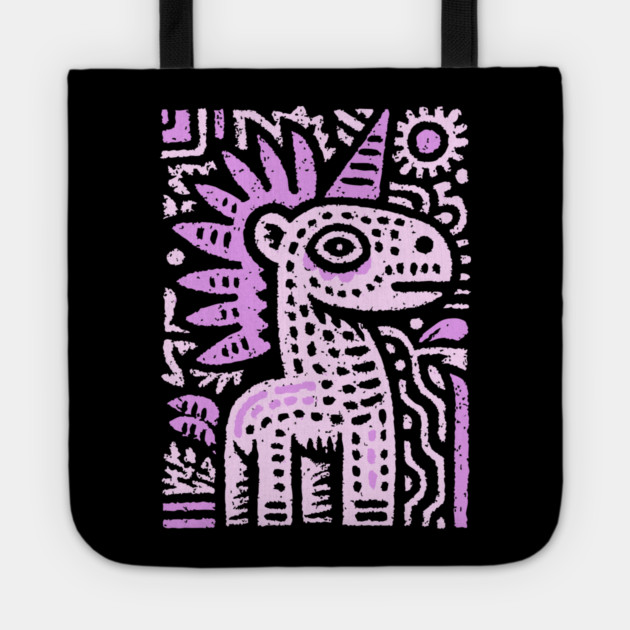 Psychedelic Punk Unicorn | Quirky Mythical Beast Tote by TuncGK