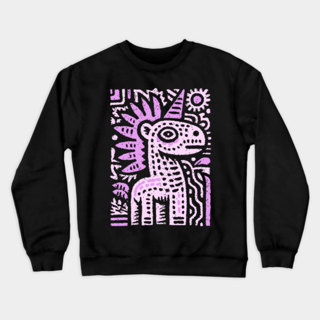 Psychedelic Punk Unicorn | Quirky Mythical Beast Crewneck Sweatshirt by TuncGK
