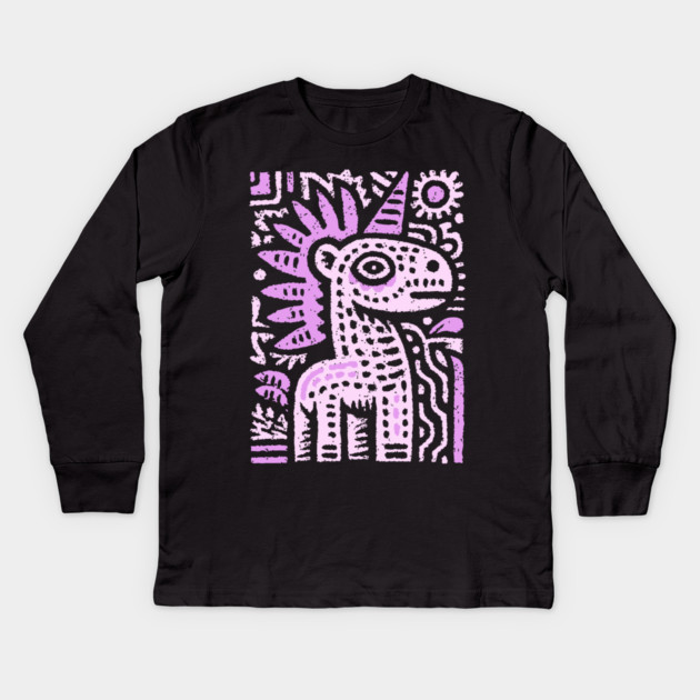 Psychedelic Punk Unicorn | Quirky Mythical Beast Kids Long Sleeve T-Shirt by TuncGK