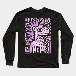 Psychedelic Punk Unicorn | Quirky Mythical Beast Long Sleeve T-Shirt