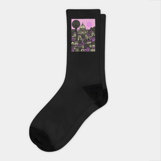 Dreamscape Vatican | Surreal Italian Cityscape Socks by TuncGK