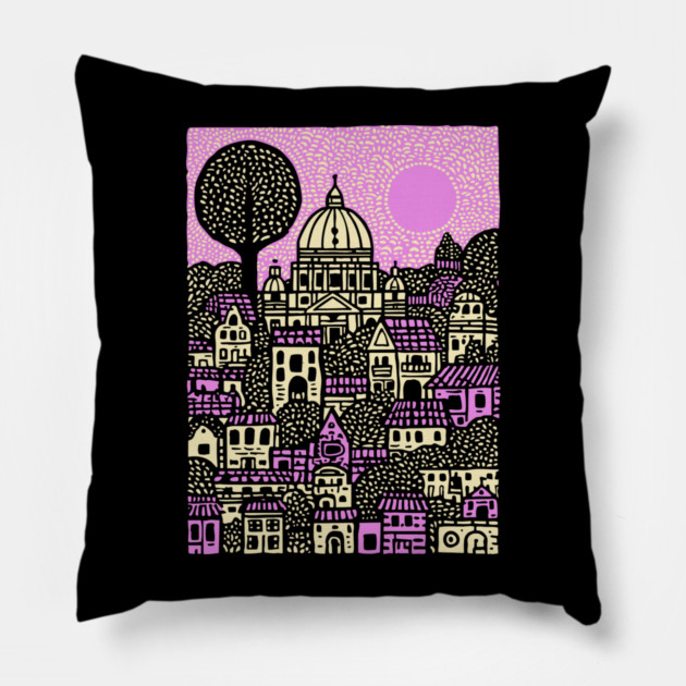 Dreamscape Vatican | Surreal Italian Cityscape Pillow by TuncGK