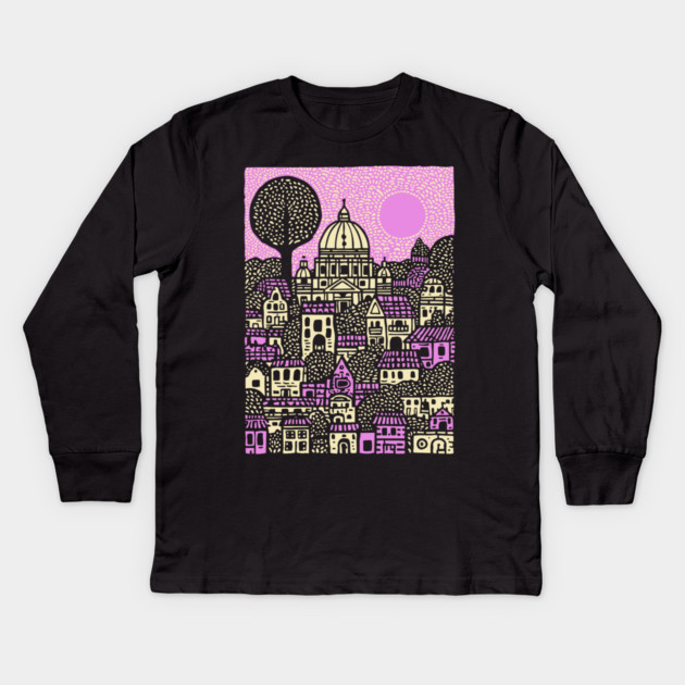 Dreamscape Vatican | Surreal Italian Cityscape Kids Long Sleeve T-Shirt by TuncGK