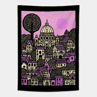 Dreamscape Vatican | Surreal Italian Cityscape Tapestry