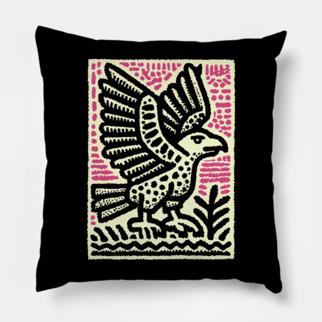 Abstract Vulture Glyph | Primal Sky Hunter Pillow by TuncGK