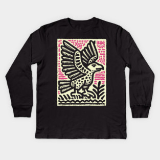 Abstract Vulture Glyph | Primal Sky Hunter Kids Long Sleeve T-Shirt