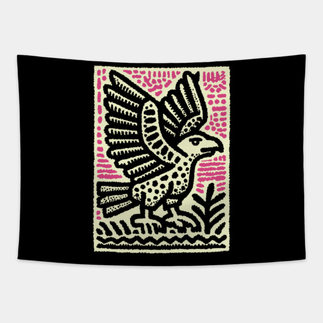 Abstract Vulture Glyph | Primal Sky Hunter Tapestry by TuncGK