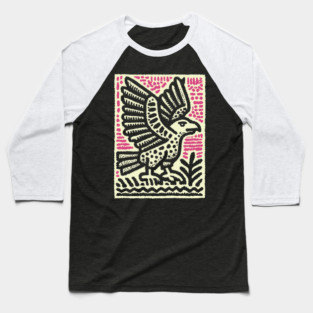 Abstract Vulture Glyph | Primal Sky Hunter Baseball T-Shirt