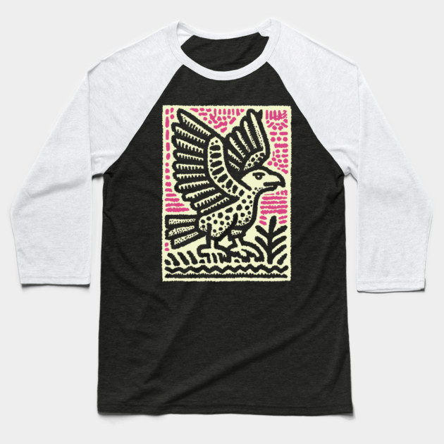 Abstract Vulture Glyph | Primal Sky Hunter Baseball T-Shirt by TuncGK