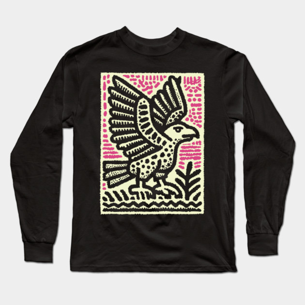 Abstract Vulture Glyph | Primal Sky Hunter Long Sleeve T-Shirt by TuncGK
