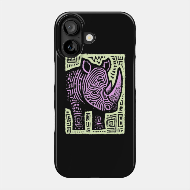 Vaporwave Rhino | Psychedelic Pastel Graphic Phone Case by TuncGK