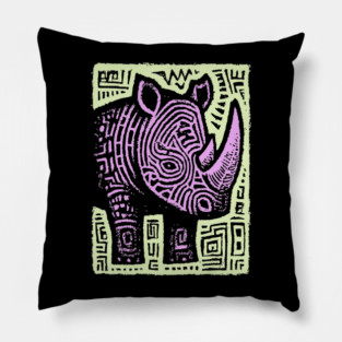 Vaporwave Rhino | Psychedelic Pastel Graphic Pillow