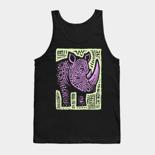 Vaporwave Rhino | Psychedelic Pastel Graphic Tank Top by TuncGK
