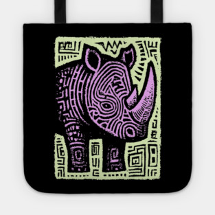 Vaporwave Rhino | Psychedelic Pastel Graphic Tote