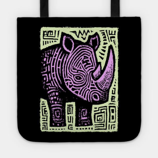 Vaporwave Rhino | Psychedelic Pastel Graphic Tote by TuncGK