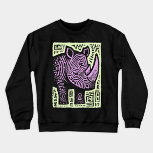 Vaporwave Rhino | Psychedelic Pastel Graphic Crewneck Sweatshirt