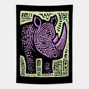 Vaporwave Rhino | Psychedelic Pastel Graphic Tapestry