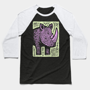 Vaporwave Rhino | Psychedelic Pastel Graphic Baseball T-Shirt