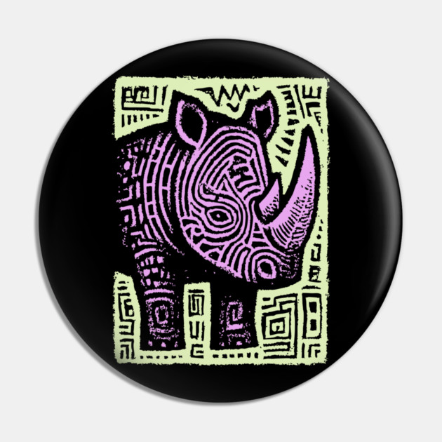 Vaporwave Rhino | Psychedelic Pastel Graphic Pin by TuncGK