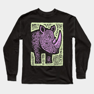 Vaporwave Rhino | Psychedelic Pastel Graphic Long Sleeve T-Shirt