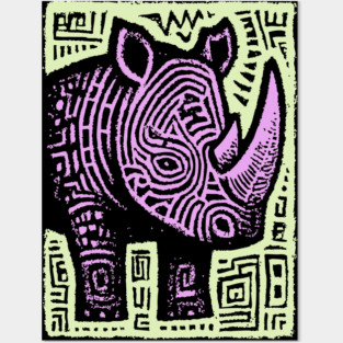 Vaporwave Rhino | Psychedelic Pastel Graphic Posters and Art