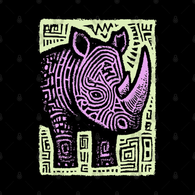 Vaporwave Rhino | Psychedelic Pastel Graphic by TuncGK
