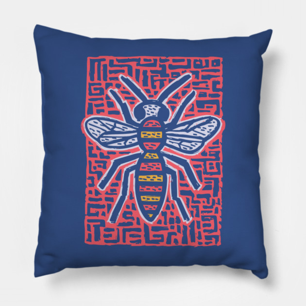 Primal Wasp Glyph | Ancient Insect Totem Pillow by TuncGK