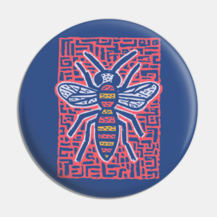 Primal Wasp Glyph | Ancient Insect Totem Pin