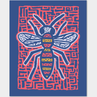 Primal Wasp Glyph | Ancient Insect Totem Posters and Art