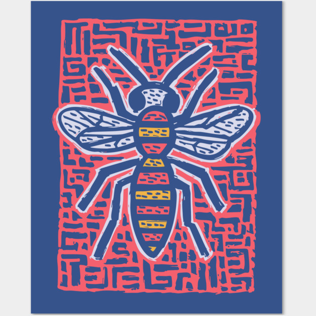 Primal Wasp Glyph | Ancient Insect Totem Wall Art by TuncGK