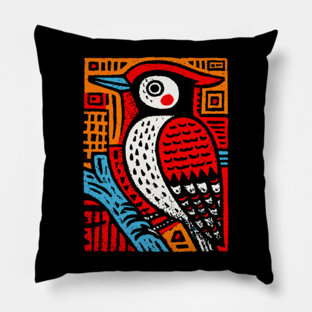 Totemic Woodpecker | Guardian of the Forest Pillow by TuncGK