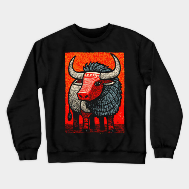 Mythical Yak | Himalayan Mountain Guardian Crewneck Sweatshirt by TuncGK