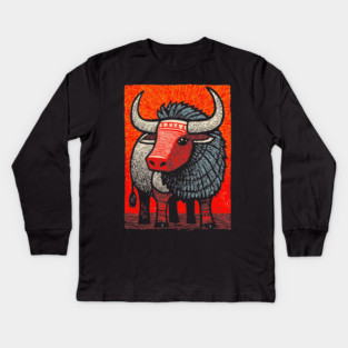 Mythical Yak | Himalayan Mountain Guardian Kids Long Sleeve T-Shirt