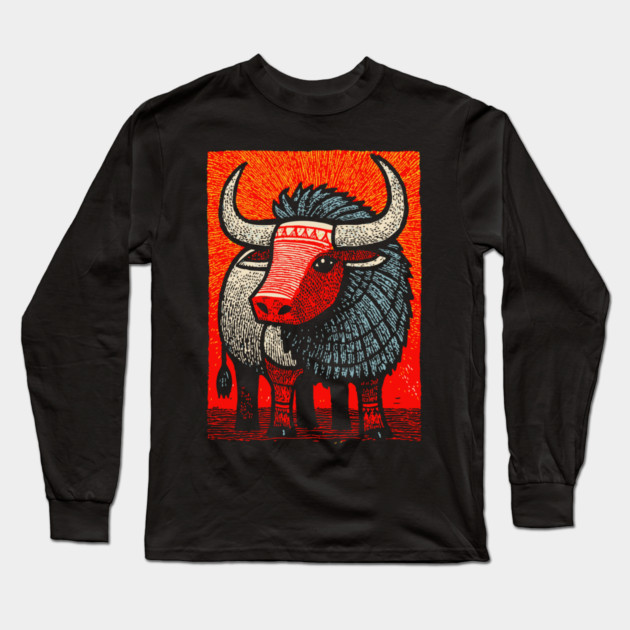 Mythical Yak | Himalayan Mountain Guardian Long Sleeve T-Shirt by TuncGK