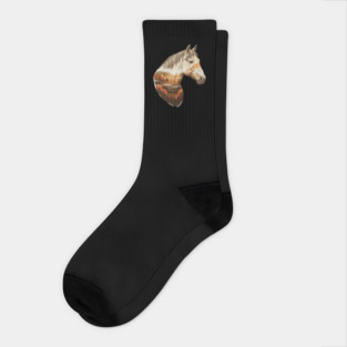 Wild Horse Lovers Double Exposure Nature Landscape Socks