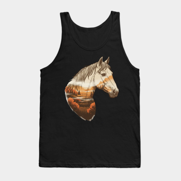Wild Horse Lovers Double Exposure Nature Landscape Tank Top by BirdsnStuff