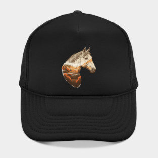 Wild Horse Lovers Double Exposure Nature Landscape Hat