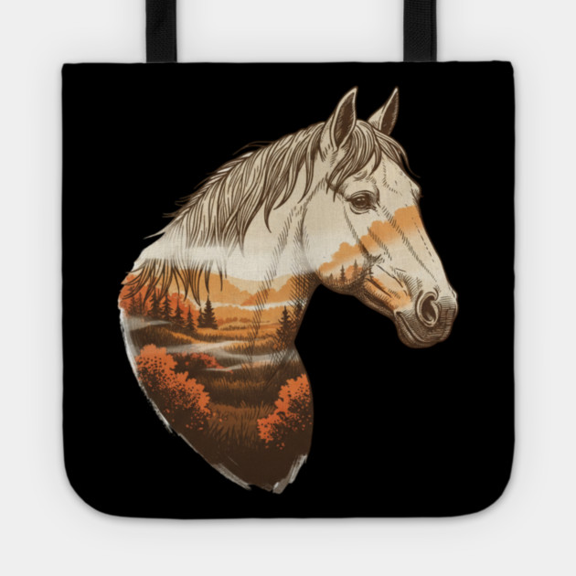 Wild Horse Lovers Double Exposure Nature Landscape Tote by BirdsnStuff